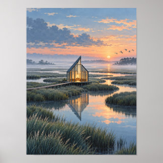 Póster Cartel de Capilla de Vidrio Marisma de Marea Amane