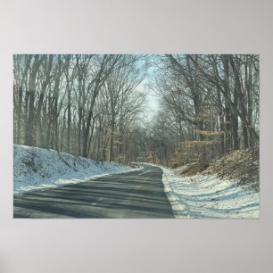 Póster Cartel de carretera del parque en invierno