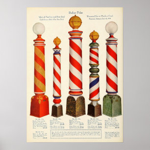 Póster Cartel de catálogo de poste de barbero vintage