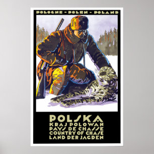 Póster Cartel de caza de Polonia País de persecución Vint