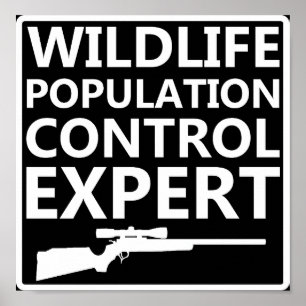 Póster Cartel de caza divertida del control de la poblaci