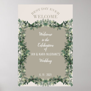 Póster Cartel de Celebración de Boda Rústica con Vegetaci