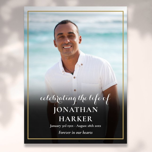 Póster Cartel de Celebración de la Vida de Foto de Funera (Modern Funeral Photo Celebration of Life Sign)