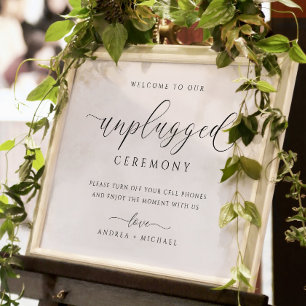 Póster Cartel de Ceremonia de Boda Desconectada Elegante