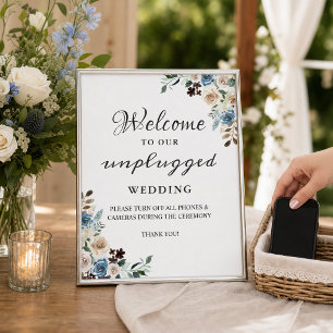 Póster Cartel de ceremonia de boda desconectada floral bo
