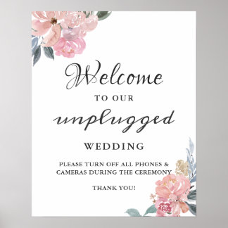 Póster Cartel de ceremonia de boda desconectada floral ro