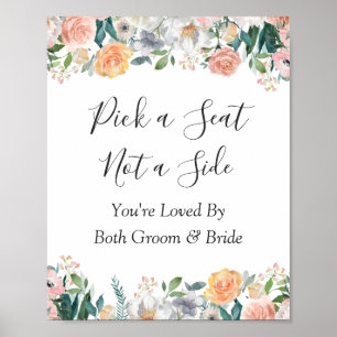 Póster Cartel de Ceremonia de Boda Floral de Rosas para E