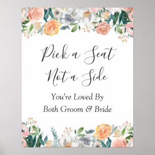 Póster Cartel de Ceremonia de Boda Floral de Rosas para E
