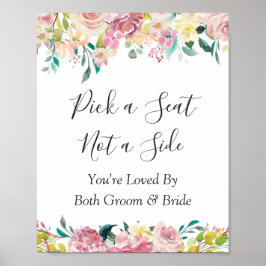 Póster Cartel de ceremonia de boda floral pastel para ele