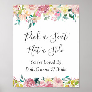 Póster Cartel de ceremonia de boda floral pastel para ele