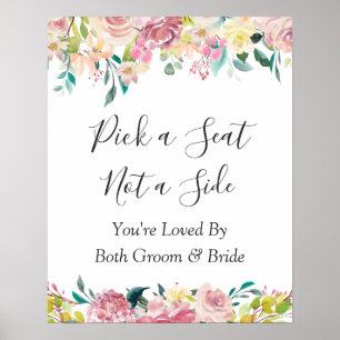Póster Cartel de ceremonia de boda floral pastel para ele