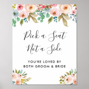 Póster Cartel de ceremonia de boda floral pastel para ele