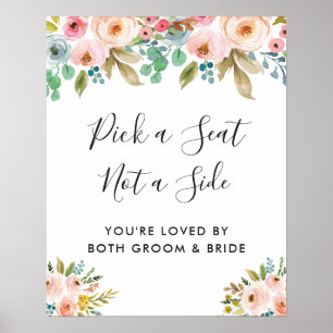 Póster Cartel de ceremonia de boda floral pastel para ele