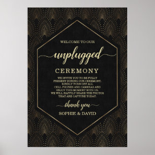 Póster Cartel de Ceremonia de Boda sin Dispositivos Glam 