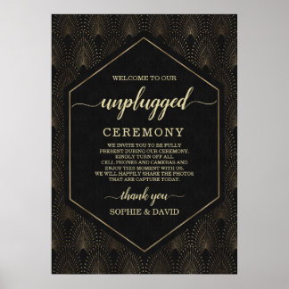 Póster Cartel de Ceremonia de Boda sin Dispositivos Glam