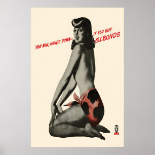 Póster Cartel de Chica Pin-Up de la Segunda Guerra Mundia