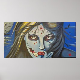 Póster cartel de chica zombie