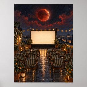 Póster Cartel de Cine en Azotea Eclipse Lunar 12x16