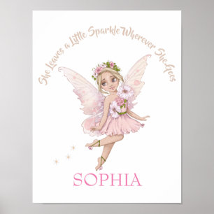 Póster Cartel de cita de guardería rosa hada linda chispa