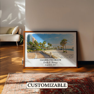 Póster Cartel de Clearwater Beach Florida, Acuarela