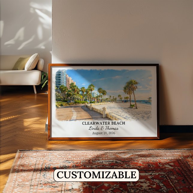 Póster Cartel de Clearwater Beach Florida, Acuarela (Subido por el creador)