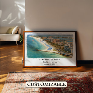 Póster Cartel de Clearwater Beach Florida, Acuarela