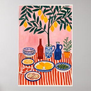 Póster Cartel de cocina de limonero, Mediterráneo inmóvil