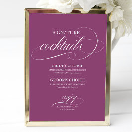 Póster Cartel de cócteles_signature Pink Cassis Boda