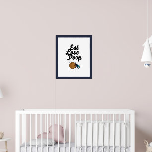Póster cartel de comer amor caca con borde negro