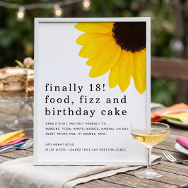 Póster Cartel de Comida de Girasoles para Cumpleaños 18