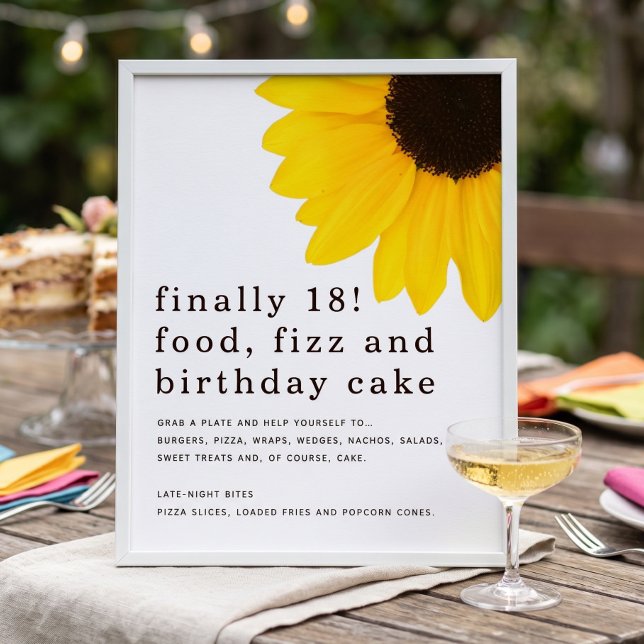 Póster Cartel de Comida de Girasoles para Cumpleaños 18 (Subido por el creador)