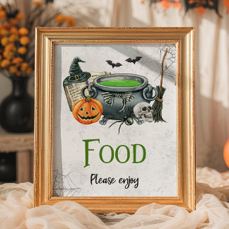 Póster Cartel de Comida para Bebé de Halloween Green A Ba