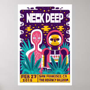 Póster Cartel de concierto de Neck Deep REPRODUCTION Mate