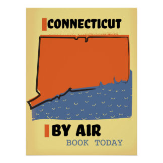 Póster Cartel de Connecticut por viaje aéreo