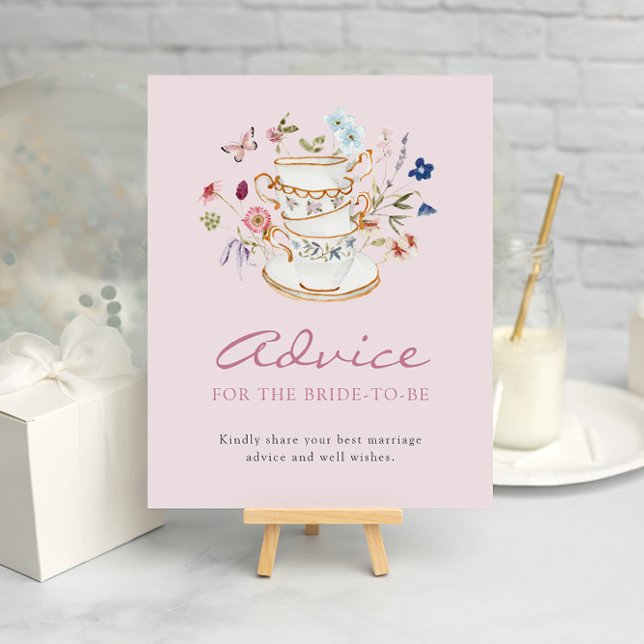 Póster Cartel de Consejos Rosa (Floral Pink Advice Poster with Butterfly by Painted Paperie
)