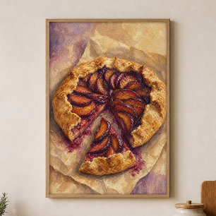 Póster Cartel de corte de galette de frutas acuarela Cott