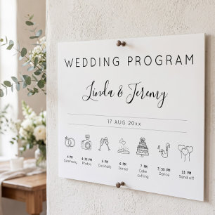 Póster Cartel de Cronología de Eventos de Boda Minimalist