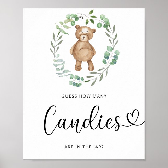 Póster Cartel de cuántos dulces para osito (Frente)