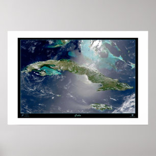 Póster cartel de Cuba mapa foto satelital