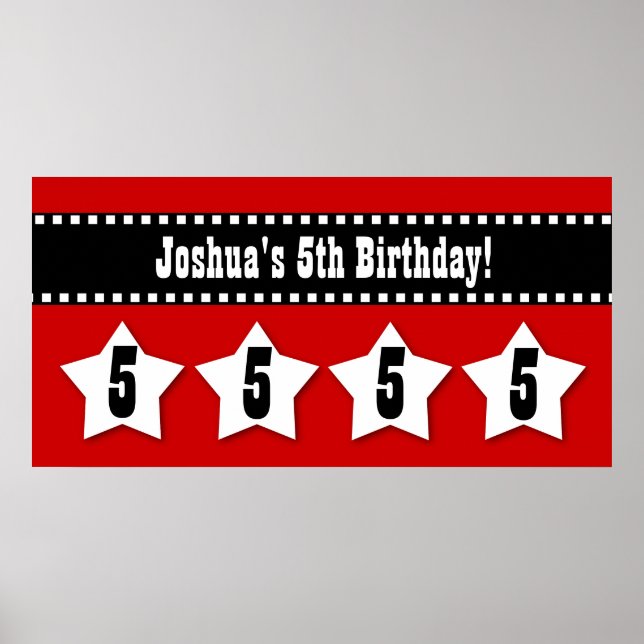 Póster Cartel de cumpleaños 5 con el nombre personalizado (Frente)