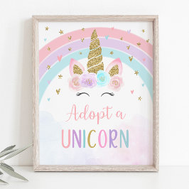 Póster Cartel de cumpleaños Adoptar un Unicornio