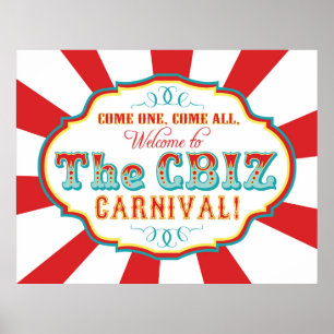Póster Cartel de cumpleaños CBIZ del circo del carnaval p