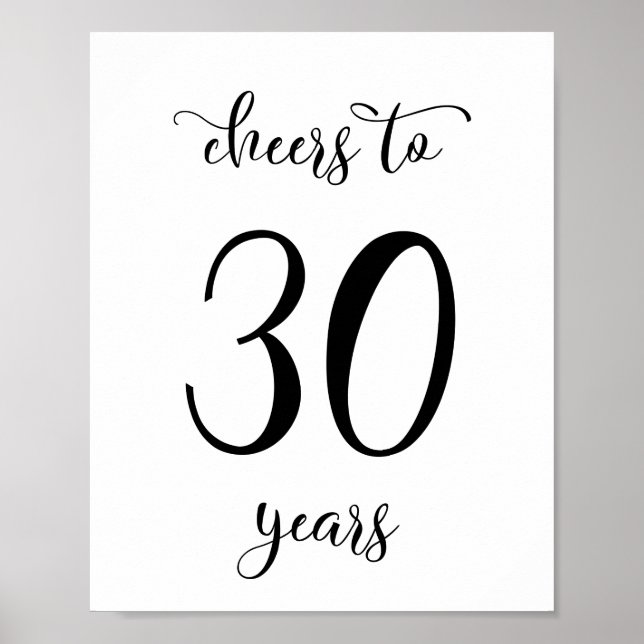 Póster Cartel de cumpleaños de 30 años (Frente)