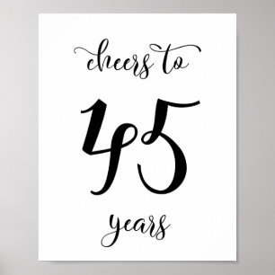 Póster Cartel de cumpleaños de 45 años
