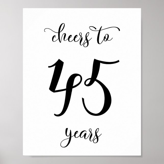 Póster Cartel de cumpleaños de 45 años (Frente)