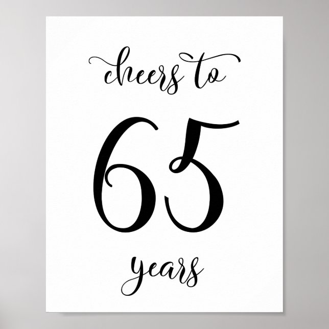Póster Cartel de cumpleaños de 65 años (Frente)