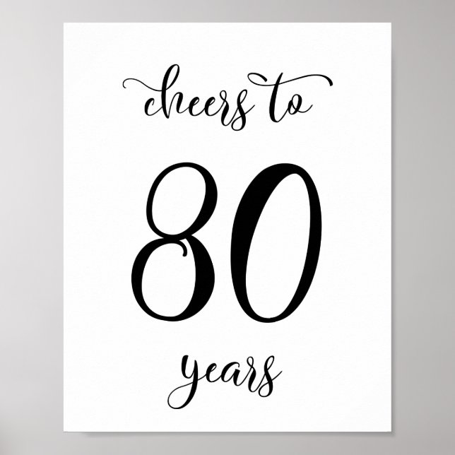 Póster Cartel de cumpleaños de 80 años (Frente)