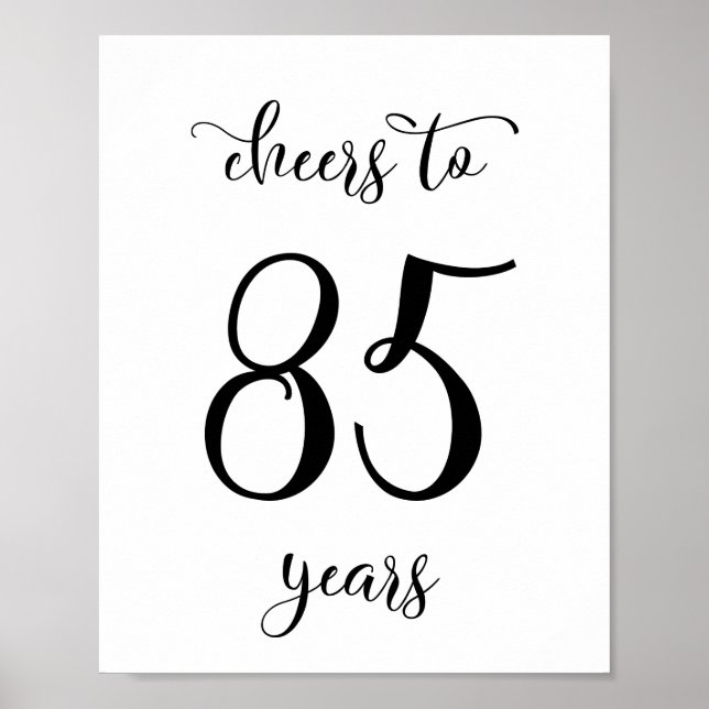 Póster Cartel de cumpleaños de 85 años (Frente)