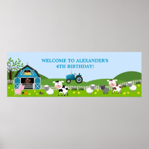 Póster Cartel de cumpleaños de Boy Barnyard Farm Animals