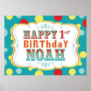 Póster Cartel de cumpleaños de Carnaval o Circo Noah